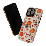 Load image into Gallery viewer, Cozy Fall Pumpkin, Coffee, and Books iPhone Case
