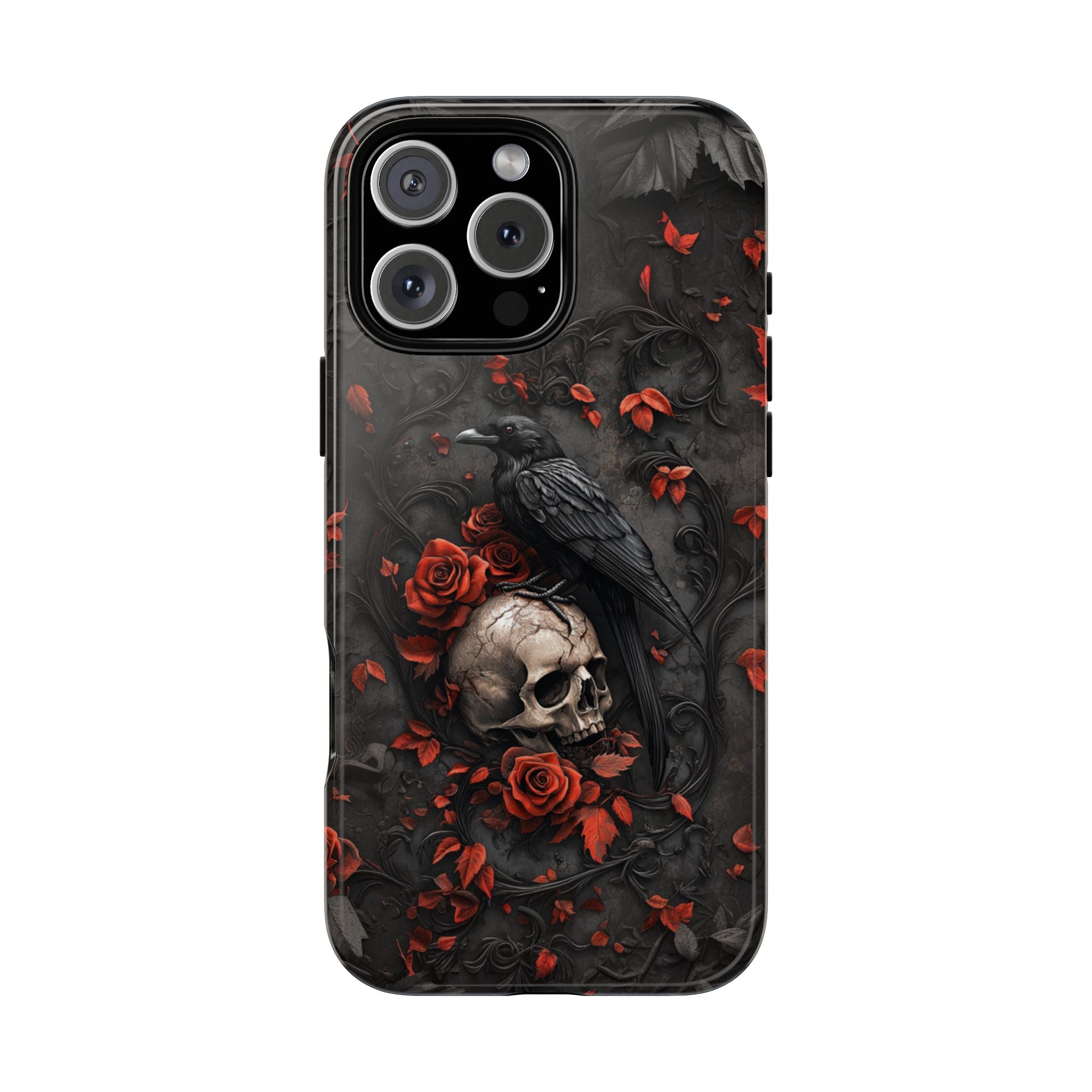 Gothic Raven & Skull iPhone Case