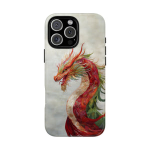 Embroidered Effect Dragon iPhone Tough Case, Fantasy Phone Case