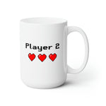 Load image into Gallery viewer, Player 2 Pixel Hearts Mug 15oz
