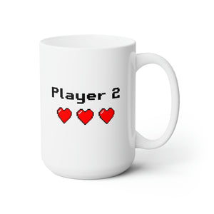 Player 2 Pixel Hearts Mug 15oz