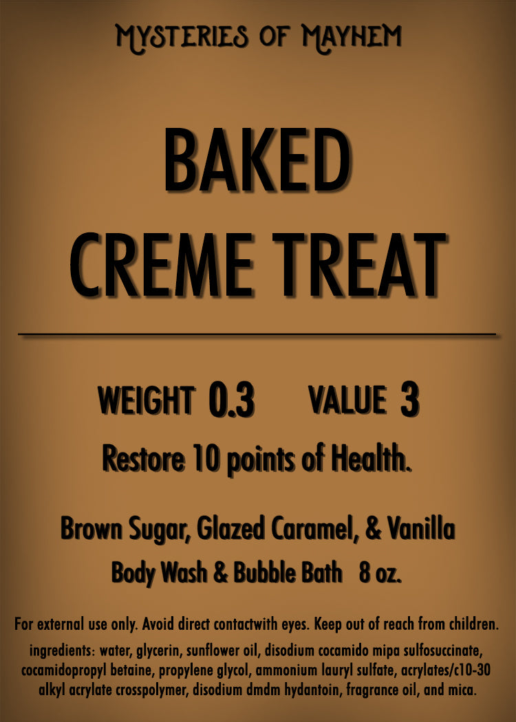 Baked Creme Treat Body Wash and Bubble Bath - Brown Sugar, Glazed Caramel, & Vanilla - Skyrim Inspired