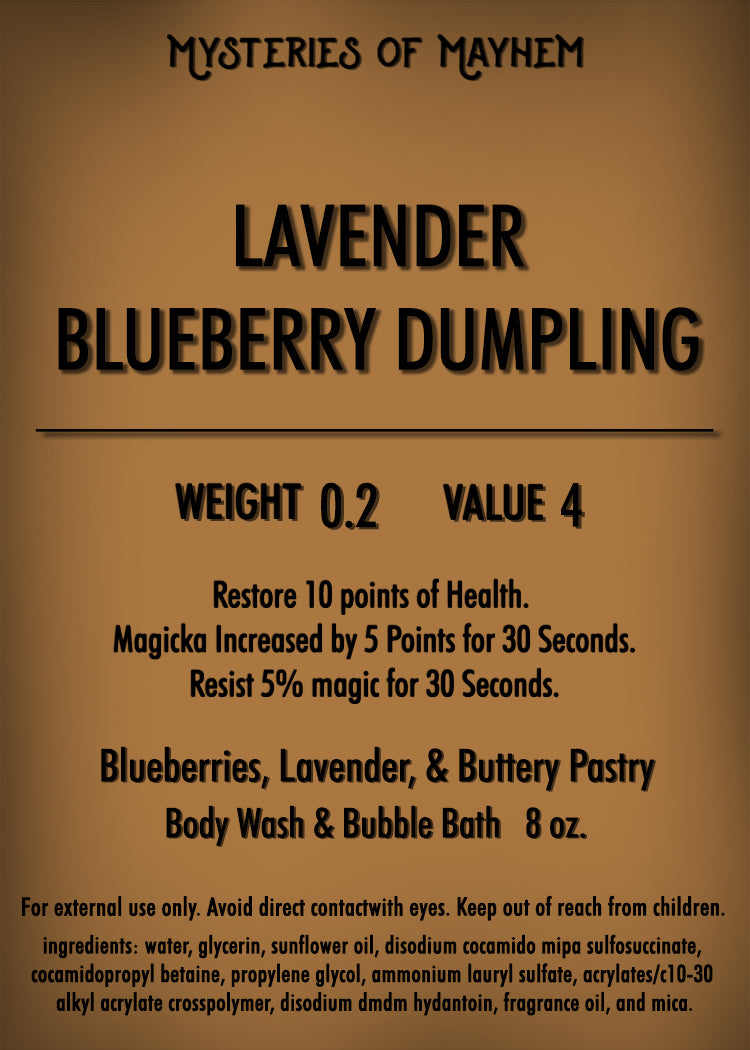 Lavender Blueberry Dumpling Body Wash and Bubble Bath - Blueberries, Lavender, & Buttery Pastry - Skyrim Inspired