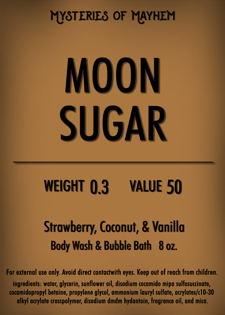 Moon Sugar Body Wash and Bubble Bath - Strawberry, Coconut, & Vanilla - Skyrim Inspired