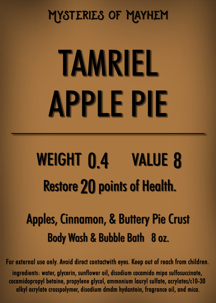 Tamriel Apple Pie Body Wash and Bubble Bath - Apples, Cinnamon, & Buttery Pie Crust - Skyrim Inspired
